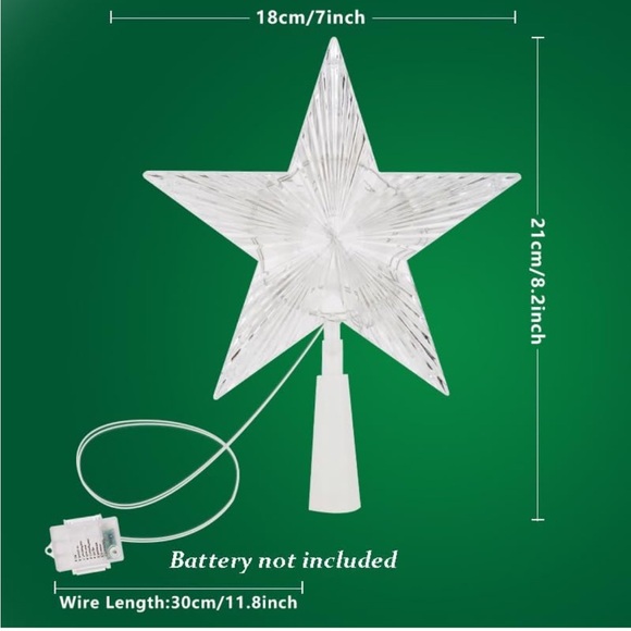{Profully} LED Christmas Star Tree Topper, Color Changing w Remote 8 modes 3AAA - Picture 3 of 6
